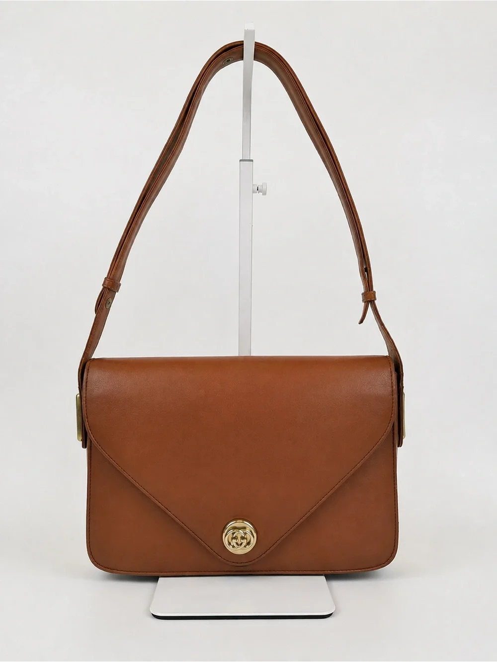 Gucci Tan Brown Leather Shoulder Bag with Gold Hardware